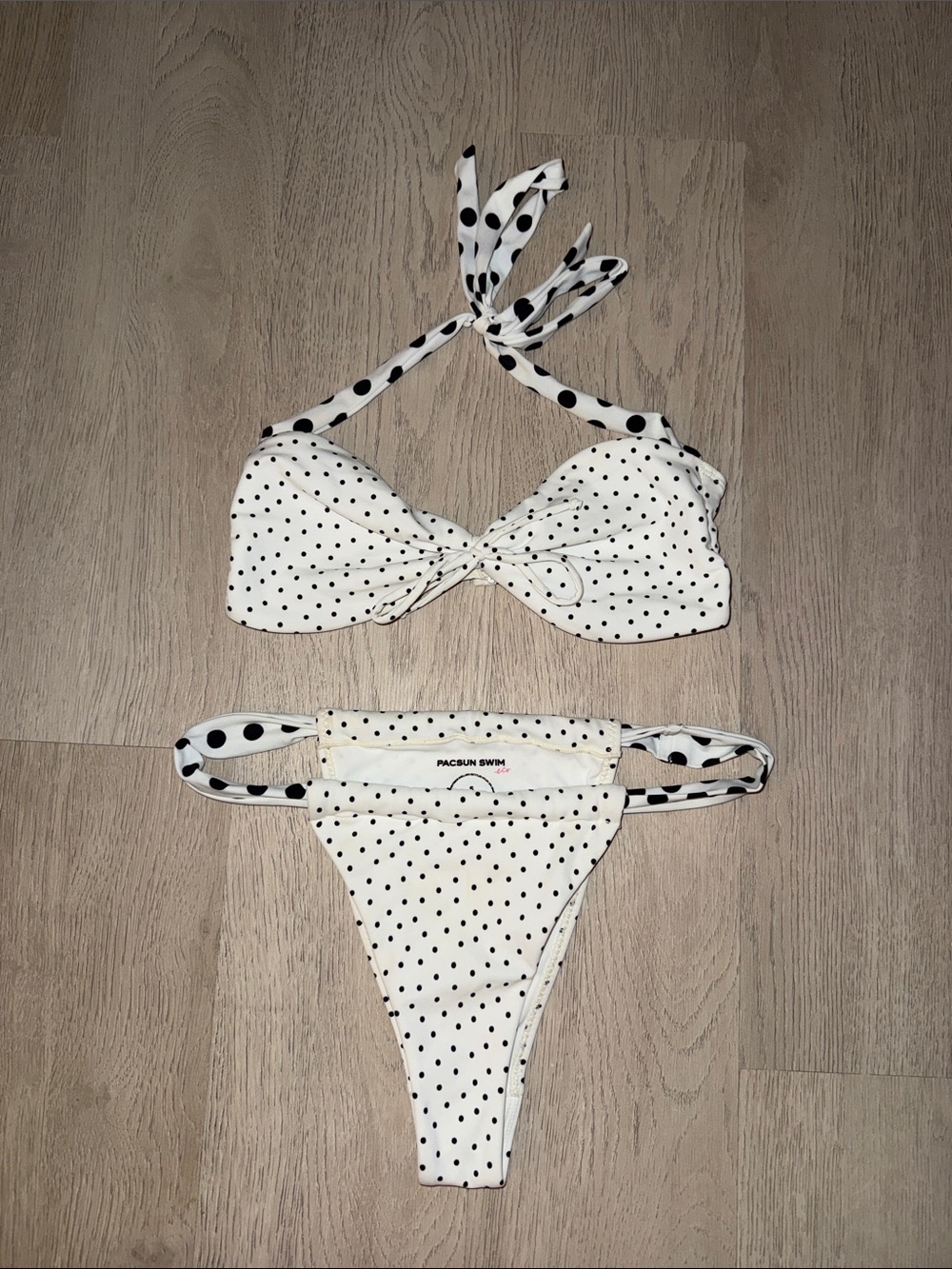 PacSun White Bikini with Black Polka Dots
